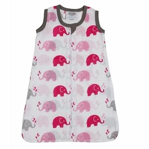 NWT BACATI Newborn Pink Elephant Print Muslin Cotton Sleep Sack swaddle